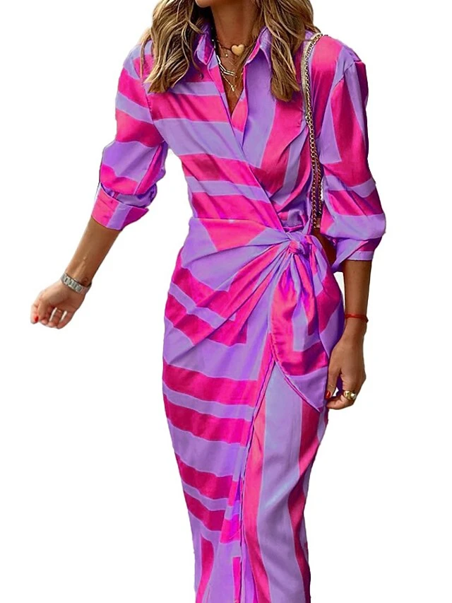 Women's Shirt Dress Shift Dress Wrap Dress Maxi Long Dress Winter Dress Daily Holiday Polyester Sexy Casual Shirt Collar Lace Up Tie Belt Long Sleeve Spring Fall Winter 2023 Regular Fit Purple Orange 7 Women's Shirt Dress Shift Dress Wrap Dress Maxi Long Dress Winter Dress Daily Holiday Polyester Sexy Casual Shirt Collar Lace Up Tie Belt Long Sleeve Spring Fall Winter 2023 Regular Fit Purple Orange - Image 7