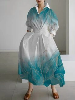 Women's Shirt Dress Casual Dress Swing Dress Maxi Long Dress Outdoor Office Daily Polyester Fashion Modern Shirt Collar Button Pocket Long Sleeve Fall Winter 2023 Loose Fit Silver Black Royal Blue