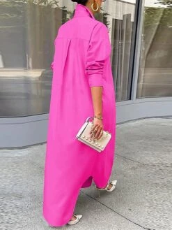 Women's Shirt Dress Casual Dress Shift Dress Maxi Long Dress Outdoor Daily Vacation Polyester Fashion Modern Shirt Collar Button Split Long Sleeve Summer Spring Fall 2023 Loose Fit White Blue Green -Casual Print Dress Sales fnhbov1689847491826