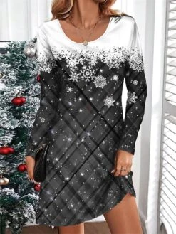 Women's Casual Dress Christmas Dress T Shirt Dress Tee Dress Plaid Snowflake Print V Neck Mini Dress Fashion Streetwear Outdoor Christmas Long Sleeve Loose Fit Black Wine Blue Fall Winter S M L XL XXL 9 Women's Casual Dress Christmas Dress T Shirt Dress Tee Dress Plaid Snowflake Print V Neck Mini Dress Fashion Streetwear Outdoor Christmas Long Sleeve Loose Fit Black Wine Blue Fall Winter S M L XL XXL -Casual Print Dress Sales fqwijd1695383044425