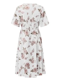 Women‘s Plus Size Curve Casual Dress A Line Dress Floral Dress Floral Midi Dress Short Sleeve Print V Neck Fashion Daily Black White Spring Summer L XL XXL 3XL -Casual Print Dress Sales frpnvi1672800360234