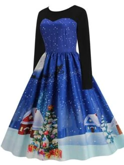 Women's Christmas Swing Dress Vintage DressKnee Length Dress Blue Royal Blue Light Blue Black Long Sleeve Santa Claus Elk Snowman Print Fall Winter Crew Neck Vacation Vintage 2022 S M L XL XXL 3XL 33 Women's Christmas Swing Dress Vintage DressKnee Length Dress Blue Royal Blue Light Blue Black Long Sleeve Santa Claus Elk Snowman Print Fall Winter Crew Neck Vacation Vintage 2022 S M L XL XXL 3XL -Casual Print Dress Sales fvpvqb1665293399234