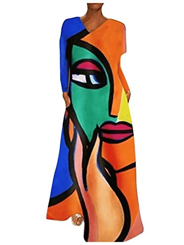 Women's Shift Dress Long Dress Maxi Dress Abstract Human Face (color) Abstract Human Face (orange) Abstract Human Face (pink) Short Sleeve Fall Spring Summer S M L XL XXL XXXL 4XL 1 Women's Shift Dress Long Dress Maxi Dress Abstract Human Face (color) Abstract Human Face (orange) Abstract Human Face (pink) Short Sleeve Fall Spring Summer S M L XL XXL XXXL 4XL