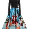 Women's Christmas Vintage Dress Swing Dress Mini Dress Black Pink Dark Blue Red Navy Blue Light Blue Long Sleeve Santa Claus Elk Snowman With Belt Print Winter Fall Square Neck 2022 S M L XL