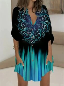 Women's Shirt Dress Casual Dress Shift Dress Mini Dress Outdoor Daily Vacation Polyester Fashion Casual Stand Collar Button Pocket Long Sleeve Summer Spring Fall 2023 Regular Fit Black White Blue 5 Women's Shirt Dress Casual Dress Shift Dress Mini Dress Outdoor Daily Vacation Polyester Fashion Casual Stand Collar Button Pocket Long Sleeve Summer Spring Fall 2023 Regular Fit Black White Blue -Casual Print Dress Sales gbkdas1679382555568