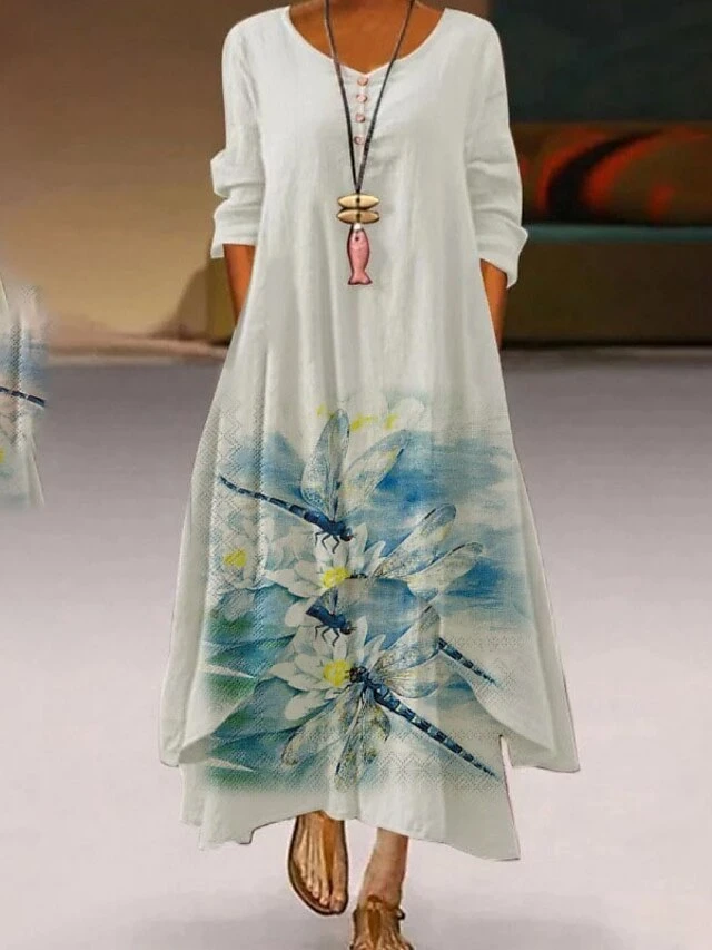 Women's Casual Dress Swing Dress Long Dress Maxi Dress Black White Yellow Long Sleeve Animal Button Summer Spring Crew Neck Casual Winter Dress Fall Dress Loose Fit 2023 S M L XL XXL 3XL 4XL 5XL 9 Women's Casual Dress Swing Dress Long Dress Maxi Dress Black White Yellow Long Sleeve Animal Button Summer Spring Crew Neck Casual Winter Dress Fall Dress Loose Fit 2023 S M L XL XXL 3XL 4XL 5XL - Image 9