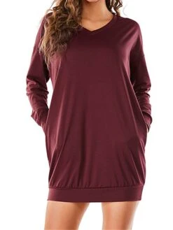 Women's Casual Dress Sweatshirt Dress Shift Dress Mini Dress Pocket Outdoor Street Daily Active Fashion V Neck Long Sleeve 2023 Loose Fit Black Wine Dark Grey Color S M L XL XXL Size 26 Women's Casual Dress Sweatshirt Dress Shift Dress Mini Dress Pocket Outdoor Street Daily Active Fashion V Neck Long Sleeve 2023 Loose Fit Black Wine Dark Grey Color S M L XL XXL Size -Casual Print Dress Sales gdueto1694591870700