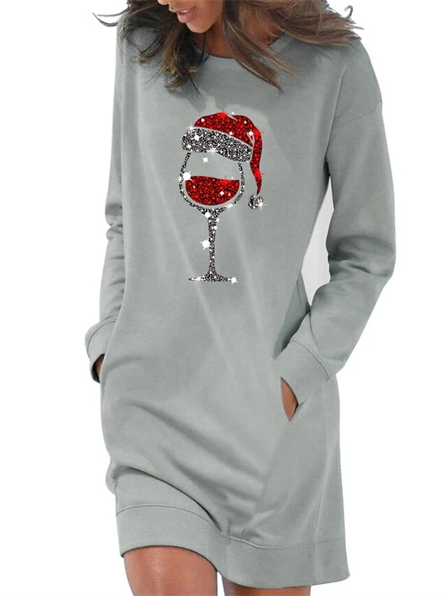 Women's Casual Dress Sweatshirt Dress Shift Dress Mini Dress Light Blue White Grey Long Sleeve Christmas Hat Pocket Fall Winter Autumn Crew Neck Stylish Winter Dress Christmas Fall Dress Loose Fit 6 Women's Casual Dress Sweatshirt Dress Shift Dress Mini Dress Light Blue White Grey Long Sleeve Christmas Hat Pocket Fall Winter Autumn Crew Neck Stylish Winter Dress Christmas Fall Dress Loose Fit - Image 6