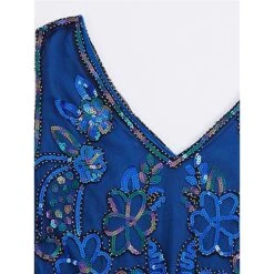 Women's Retro 1920s Fringe Dress Midi Dress Party Halloween Sequins Tassel Fringe Floral V Neck Sleeveless Regular Fit Spring Fall 2023 Black Pink S M L XL -Casual Print Dress Sales gfkkzt1692849151332