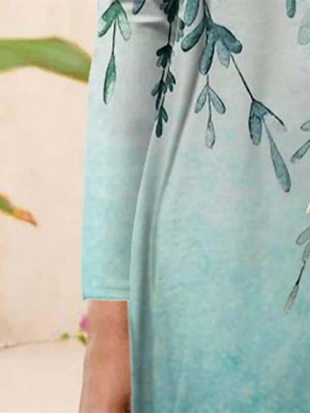 Women's Casual Dress Swing Dress A Line Dress Floral Print Crew Neck Long Dress Maxi Dress Fashion Streetwear Outdoor Daily Long Sleeve Regular Fit Green Fall Winter S M L XL XXL 2 Women's Casual Dress Swing Dress A Line Dress Floral Print Crew Neck Long Dress Maxi Dress Fashion Streetwear Outdoor Daily Long Sleeve Regular Fit Green Fall Winter S M L XL XXL - Image 2