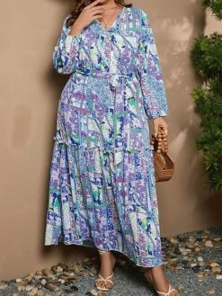 Women's Casual Dress Swing Dress Print Dress Leaf Floral Ruffle Print V Neck Long Dress Maxi Dress Fashion Streetwear Outdoor Daily Long Sleeve Regular Fit Blue Apricot Fall Winter XL XXL 3XL 4XL 27 Women's Casual Dress Swing Dress Print Dress Leaf Floral Ruffle Print V Neck Long Dress Maxi Dress Fashion Streetwear Outdoor Daily Long Sleeve Regular Fit Blue Apricot Fall Winter XL XXL 3XL 4XL -Casual Print Dress Sales gfobzb1697539486005