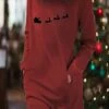 Women's Casual Dress Christmas Dress Sweatshirt Dress Santa Claus Ugly Christmas Pocket Print Crew Neck Mini Dress Fashion Streetwear Outdoor Christmas Long Sleeve Loose Fit Dark Red Red Burgundy