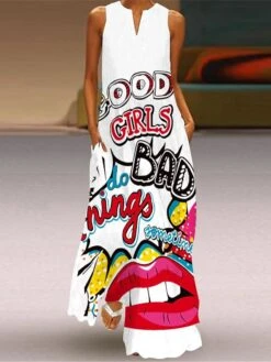 Women's Shift Dress Maxi Long Dress Sleeveless Animal Print Summer Spring V Neck Classic & Timeless 2023 S M L XL XXL 3XL 4XL 5XL -Casual Print Dress Sales ggtsgg1617686578338