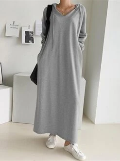 Women's Plus Size Curve Casual Dress Hoodie Dress Solid Color Long Dress Maxi Dress Long Sleeve Pocket Hooded Fashion Outdoor Black Khaki Fall Winter L XL XXL 3XL 4XL 23 Women's Plus Size Curve Casual Dress Hoodie Dress Solid Color Long Dress Maxi Dress Long Sleeve Pocket Hooded Fashion Outdoor Black Khaki Fall Winter L XL XXL 3XL 4XL -Casual Print Dress Sales ghiskc1693970748896