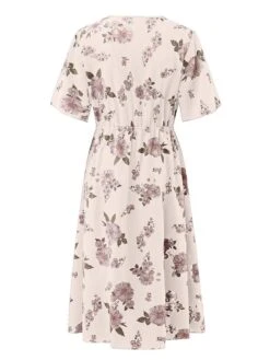 Women‘s Plus Size Curve Casual Dress A Line Dress Floral Dress Floral Midi Dress Short Sleeve Print V Neck Fashion Daily Black White Spring Summer L XL XXL 3XL -Casual Print Dress Sales gioqdr1672800362827