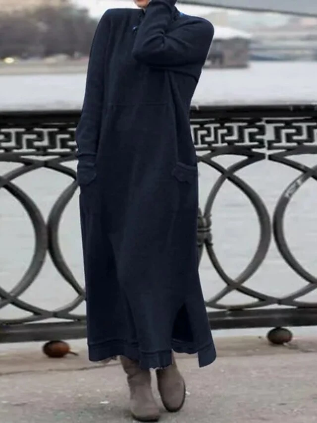 Women's Casual Dress Sweater Dress Sweatshirt Dress Maxi Long Dress Black Army Green Red Long Sleeve Pure Color Pocket Spring Fall Winter Crew Neck Fashion Vacation Fall Dress 2023 S M L XL XXL 3XL 8 Women's Casual Dress Sweater Dress Sweatshirt Dress Maxi Long Dress Black Army Green Red Long Sleeve Pure Color Pocket Spring Fall Winter Crew Neck Fashion Vacation Fall Dress 2023 S M L XL XXL 3XL - Image 8