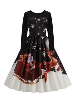 Women‘s Christmas Retro Elegant Vintage Dress Midi Dress Party Ruched Patchwork Santa Claus Crew Neck Long Sleeve Regular Fit Fall Winter 2023 Black Red S M L XL 24 Women‘s Christmas Retro Elegant Vintage Dress Midi Dress Party Ruched Patchwork Santa Claus Crew Neck Long Sleeve Regular Fit Fall Winter 2023 Black Red S M L XL -Casual Print Dress Sales gjcjpz1694426164955