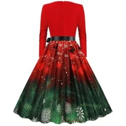 Women's Christmas Party Dress Swing DressKnee Length Dress Green Wine Dark Green Red Black Long Sleeve Santa Claus Elk Snowman Print Fall Winter V Neck Vintage Party Elegant Party 2022 S M L XL XXL -Casual Print Dress Sales gjdcck1665475514568
