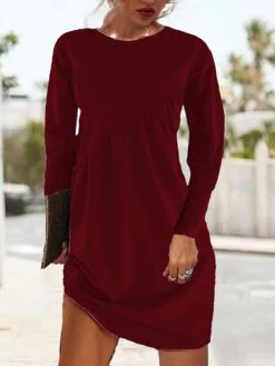 Women's Casual Dress Plain Dress Mini Dress Ruched Outdoor Daily Vacation Fashion Modern Crew Neck Long Sleeve 2023 Loose Fit Black Pink Wine Color S M L XL Size 10 Women's Casual Dress Plain Dress Mini Dress Ruched Outdoor Daily Vacation Fashion Modern Crew Neck Long Sleeve 2023 Loose Fit Black Pink Wine Color S M L XL Size -Casual Print Dress Sales gjlyxw1691495782267