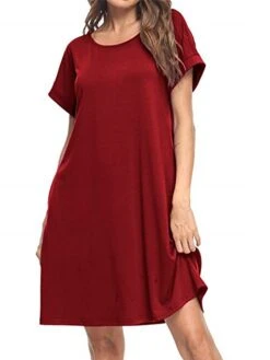 Women's T Shirt Dress Tee Dress Midi Dress Black Yellow Pink Short Sleeve Pure Color Spring Summer Crew Neck Casual 2023 S M L XL XXL -Casual Print Dress Sales gjvvej1624426025804