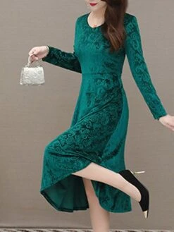 Women's Party Dress Velvet Dress Sheath Dress Knee Length Dress Black Wine Blue Long Sleeve Pure Color Velvet Fall Winter Autumn V Neck Stylish Winter Dress Vacation Fall Dress Slim 2023 M L XL XXL -Casual Print Dress Sales gkftrn1643182759927