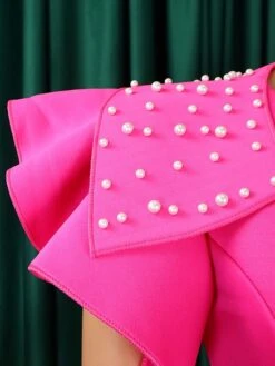 Women‘s Plus Size Curve Party Dress Cocktail Dress Bodycon Solid Color Midi Dress Short Sleeve Ruffle Split Crew Neck Fashion Party Black Wine Summer Spring L XL XXL 3XL -Casual Print Dress Sales glnzzi1679549838552