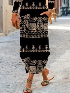 Women's Casual Dress Print Dress Floral Tribal Pocket Print Crew Neck Long Dress Maxi Dress Fashion Streetwear Outdoor Daily Long Sleeve Regular Fit Yellow Fall S M L XL XXL 5 Women's Casual Dress Print Dress Floral Tribal Pocket Print Crew Neck Long Dress Maxi Dress Fashion Streetwear Outdoor Daily Long Sleeve Regular Fit Yellow Fall S M L XL XXL -Casual Print Dress Sales gmajrs1694592463345