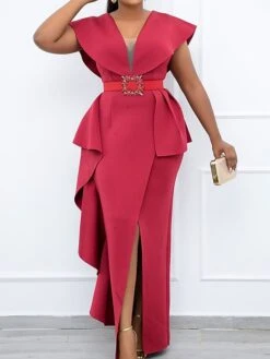 Women's Plus Size Curve Party Dress Solid Color V Neck Short Sleeve Spring Summer Prom Dress Maxi Long Dress Party Dress 16 Women's Plus Size Curve Party Dress Solid Color V Neck Short Sleeve Spring Summer Prom Dress Maxi Long Dress Party Dress -Casual Print Dress Sales gmibzy1652684136724