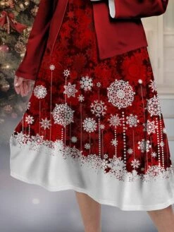 Women's Plus Size Curve Christmas Dress Casual Dress Dress Set Snowflake Midi Dress Long Sleeve Print Crew Neck Fashion Outdoor Wine Fall Winter L XL XXL 3XL 4XL -Casual Print Dress Sales gmqczv1697632691109