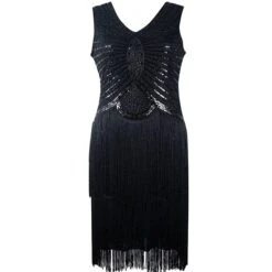 Women's Retro 1920s Fringe Dress Midi Dress Party Halloween Sequins Tassel Fringe Geometric V Neck Sleeveless Regular Fit Spring Fall 2023 Black White S M L XL 9 Women's Retro 1920s Fringe Dress Midi Dress Party Halloween Sequins Tassel Fringe Geometric V Neck Sleeveless Regular Fit Spring Fall 2023 Black White S M L XL -Casual Print Dress Sales gmuvxr1692849424387