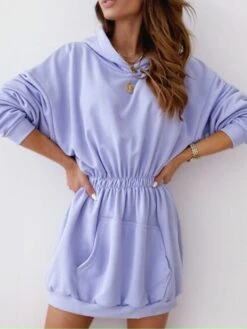 Women's Casual Dress Hoodie Dress Mini Dress Active Daily Outdoor Holiday Vacation Hoodie Pocket Solid Color Regular Fit Black White Pink S M L XL XXL -Casual Print Dress Sales gopams1695027794971