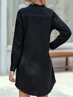 Women's Shirt Dress Casual Dress Mini Dress Outdoor Daily Cotton Linen Basic Classic Shirt Collar Button Pocket Long Sleeve Summer Spring Fall 2023 Loose Fit Black White Pink Pure Color S M L XL 2XL -Casual Print Dress Sales goxbdu1691465497334