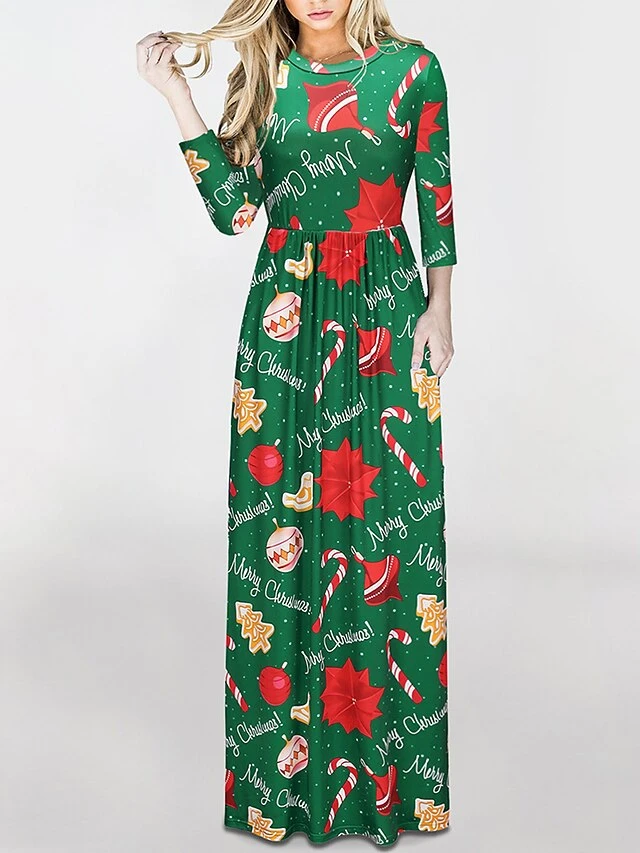 Women‘s Christmas Holiday Casual Vintage Dress Long Dress Maxi Dress Party Ruched Patchwork Santa Claus Crew Neck Long Sleeve Regular Fit Fall Winter 2023 Black White S M L XL 2 Women‘s Christmas Holiday Casual Vintage Dress Long Dress Maxi Dress Party Ruched Patchwork Santa Claus Crew Neck Long Sleeve Regular Fit Fall Winter 2023 Black White S M L XL - Image 2