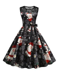 Women‘s Christmas Retro 1950s Vintage Dress Midi Dress Party Patchwork Bow Santa Claus Crew Neck Sleeveless Regular Fit Fall Winter 2023 Black White S M L XL 17 Women‘s Christmas Retro 1950s Vintage Dress Midi Dress Party Patchwork Bow Santa Claus Crew Neck Sleeveless Regular Fit Fall Winter 2023 Black White S M L XL -Casual Print Dress Sales grslvl1694501416336
