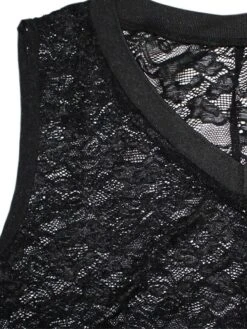 Women‘s Plus Size Curve Casual Dress Lace Dress A Line Dress Solid Color Mini Dress Sleeveless Lace Plus High Low V Neck Fashion Outdoor Black White Summer Spring XL XXL 3XL 4XL 5XL -Casual Print Dress Sales gtbivx1678702077956