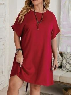 Women‘s Plus Size Curve Casual Dress T Shirt Dress Tee Dress Shift Dress Solid Color Midi Dress Short Sleeve Crew Neck Basic Daily Black Red Spring Summer L 3XL 4XL 5XL 6XL 28 Women‘s Plus Size Curve Casual Dress T Shirt Dress Tee Dress Shift Dress Solid Color Midi Dress Short Sleeve Crew Neck Basic Daily Black Red Spring Summer L 3XL 4XL 5XL 6XL -Casual Print Dress Sales gttukh1672223212939