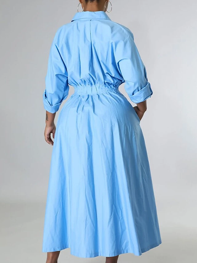 Women's Casual Dress Swing Dress Long Dress Maxi Dress Blue Yellow Orange Long Sleeve Pure Color Pocket Winter Fall Autumn Shirt Collar Winter Dress Weekend Fall Dress Loose Fit 2023 S M L XL XXL 9 Women's Casual Dress Swing Dress Long Dress Maxi Dress Blue Yellow Orange Long Sleeve Pure Color Pocket Winter Fall Autumn Shirt Collar Winter Dress Weekend Fall Dress Loose Fit 2023 S M L XL XXL - Image 9