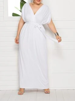Women's Plus Size Curve Party Dress Sheath Dress Formal Dress Maxi Dress White Wine Royal Blue Short Sleeve Pure Color Lace Up Spring Fall Autumn V Neck Fashion Birthday Wedding Guest Vacation 31 Women's Plus Size Curve Party Dress Sheath Dress Formal Dress Maxi Dress White Wine Royal Blue Short Sleeve Pure Color Lace Up Spring Fall Autumn V Neck Fashion Birthday Wedding Guest Vacation -Casual Print Dress Sales gvhpxi1692178809727
