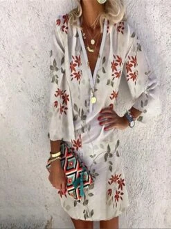 Women's Casual Dress Shift Dress Summer Dress Floral Paisley Print V Neck Mini Dress Fashion Streetwear Outdoor Daily 3/4 Length Sleeve Regular Fit Black White Yellow Summer Spring S M L XL XXL -Casual Print Dress Sales gwoeif1689075217231