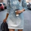 Women's Casual Dress Sweatshirt Dress Mini Dress Warm Fashion Outdoor Holiday Vacation Crew Neck Print Floral Loose Fit Pink Blue Green S M L XL XXL