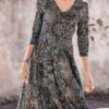 Women's Casual Dress Paisley Dress Ethnic Dress Floral Paisley Print V Neck Midi Dress Vintage Ethnic Outdoor Daily 3/4 Length Sleeve Regular Fit Dark Green Purple Orange Spring Fall S M L XL XXL