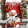 Women's Christmas Dress Hoodie Dress Mini Dress Warm Fashion Outdoor Christmas Holiday Hoodie Print Snowman Snowflake Loose Fit Yellow Wine Blue S M L XL XXL
