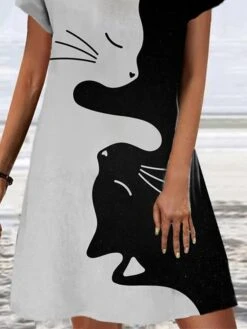 Women's Casual Dress Summer Dress Print Dress Graphic Color Block Print V Neck Mini Dress Fashion Modern Daily Holiday Short Sleeve Loose Fit Gray Summer Spring S M L XL XXL -Casual Print Dress Sales haibjl1678863171645