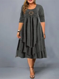 Women‘s Plus Size Curve Flattering Dresses Apple Shaped Dress Wedding Guest Casual Dress Shift Dress Solid Color Midi Dress Long Sleeve Ruffle Pocket Crew Neck Basic Daily Pink Wine Fall Spring Dress 10 Women‘s Plus Size Curve Flattering Dresses Apple Shaped Dress Wedding Guest Casual Dress Shift Dress Solid Color Midi Dress Long Sleeve Ruffle Pocket Crew Neck Basic Daily Pink Wine Fall Spring Dress -Casual Print Dress Sales hbbscw1673504420150