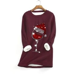 Women's Casual Dress Christmas Dress Shift Dress Print Print Crew Neck Mini Dress Fashion Modern Home Christmas Long Sleeve Regular Fit Pink Wine Red Fall Winter S M L XL XXL -Casual Print Dress Sales hbcupj1692352815680