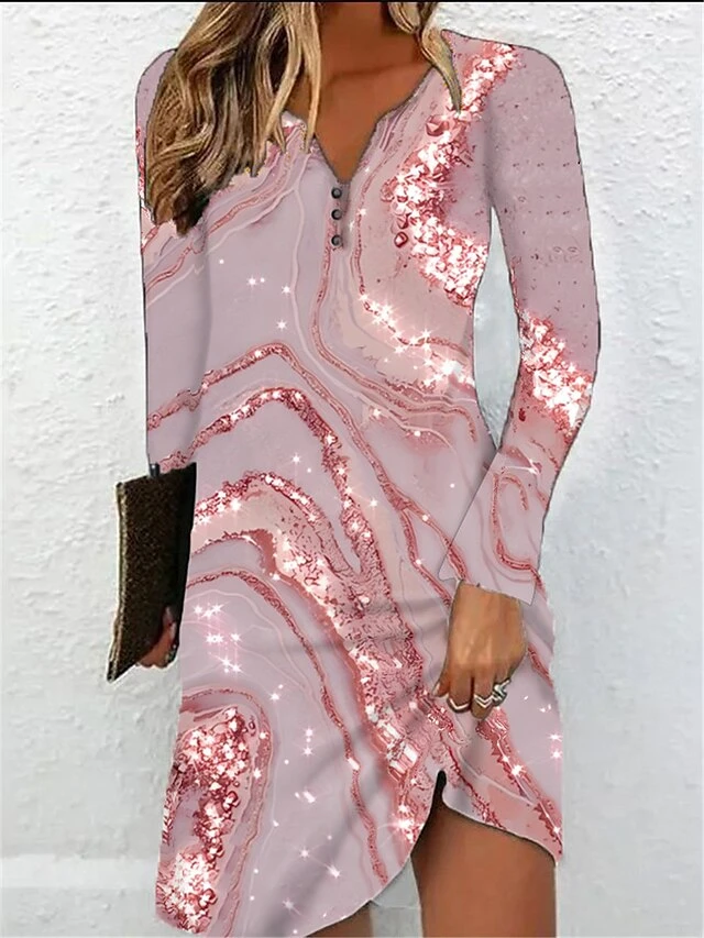 Women's Casual Dress Summer Dress Print Dress Floral Ombre Button Print Split Neck Mini Dress Fashion Streetwear Outdoor Daily Long Sleeve Loose Fit Black Pink Red Summer Spring S M L XL XXL 6 Women's Casual Dress Summer Dress Print Dress Floral Ombre Button Print Split Neck Mini Dress Fashion Streetwear Outdoor Daily Long Sleeve Loose Fit Black Pink Red Summer Spring S M L XL XXL - Image 6