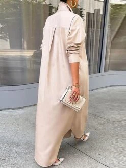 Women's Shirt Dress Casual Dress Shift Dress Maxi Long Dress Outdoor Daily Vacation Polyester Fashion Modern Shirt Collar Button Split Long Sleeve Summer Spring Fall 2023 Loose Fit White Blue Green -Casual Print Dress Sales hcgnoo1689847496470