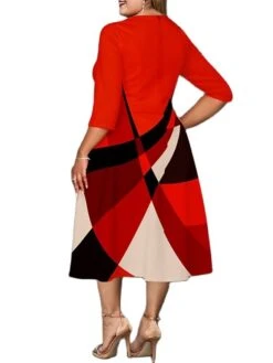 Women‘s Plus Size Curve Work Dress A Line Dress Stripe Midi Dress 3/4 Length Sleeve Print Crew Neck Elegant Office Red Fall Spring XL XXL 3XL 4XL 5XL 11 Women‘s Plus Size Curve Work Dress A Line Dress Stripe Midi Dress 3/4 Length Sleeve Print Crew Neck Elegant Office Red Fall Spring XL XXL 3XL 4XL 5XL -Casual Print Dress Sales hcvsgu1673001008589