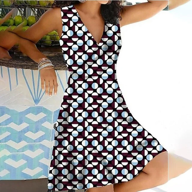 Women's Casual Dress Floral Dress Print Dress Midi Dress Black Purple Beige Sleeveless Floral Print Summer Spring V Neck Fashion Loose Fit 2023 S M L XL XXL 3XL 4XL 5XL 4 Women's Casual Dress Floral Dress Print Dress Midi Dress Black Purple Beige Sleeveless Floral Print Summer Spring V Neck Fashion Loose Fit 2023 S M L XL XXL 3XL 4XL 5XL - Image 4