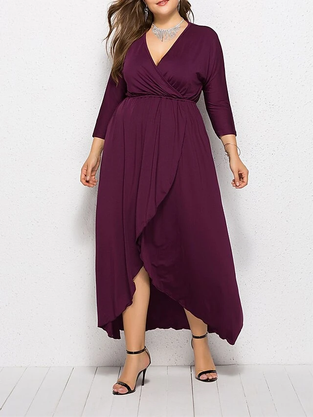 Women's Plus Size Work Dress Black Dress A Line Dress Fashion Long Dress Maxi Dress Ruched V Neck Long Sleeve Plain Loose Fit Black Wine Dark Green Fall XL XXL 3XL 4XL 1 Women's Plus Size Work Dress Black Dress A Line Dress Fashion Long Dress Maxi Dress Ruched V Neck Long Sleeve Plain Loose Fit Black Wine Dark Green Fall XL XXL 3XL 4XL